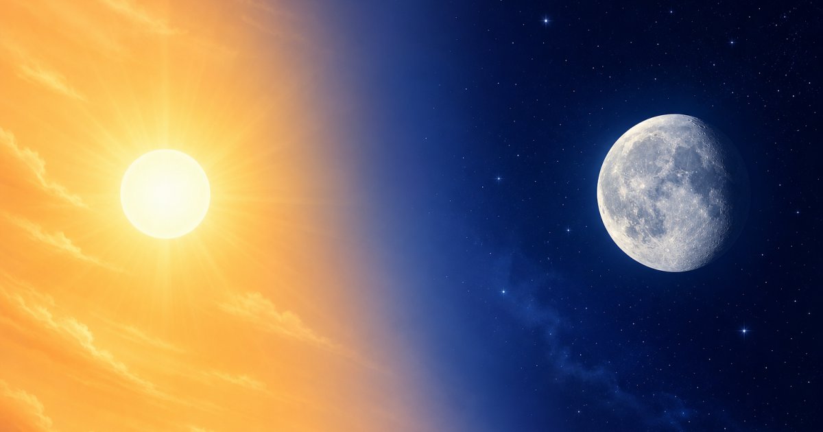 Ilustrasi cahaya jam emas dan langit malam dengan bulan di Magelang.